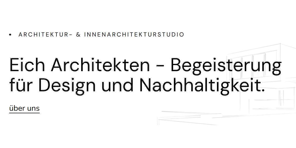 Bei Eich Architekten sorgt ein versiertes Architekten-Team für versierte Beratung und Konzeption in den Bereichen Renovierung, Umgestaltung, Neuerrichtung und Innenarchitektur. Für Renovierung, Umbau, Neuerrichtung und Innenarchitektur steht das erfahrene Architekten-Team von Eich Architekten mit kompetenter Unterstützung und Projektierung zur Verfügung.